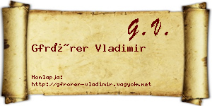 Gfrörer Vladimir névjegykártya